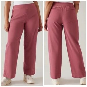Athleta Brooklyn Heights High Rise Wide Leg Trouser Pant Rose Pink Size 6 P